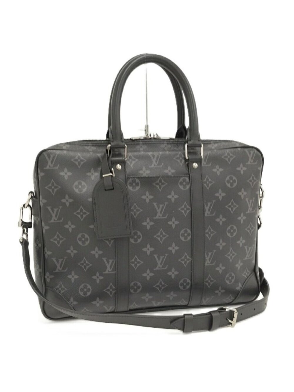 Louis Vuitton Porte Documents Voyage 2-Way Handbag Monogram Eclipse Black